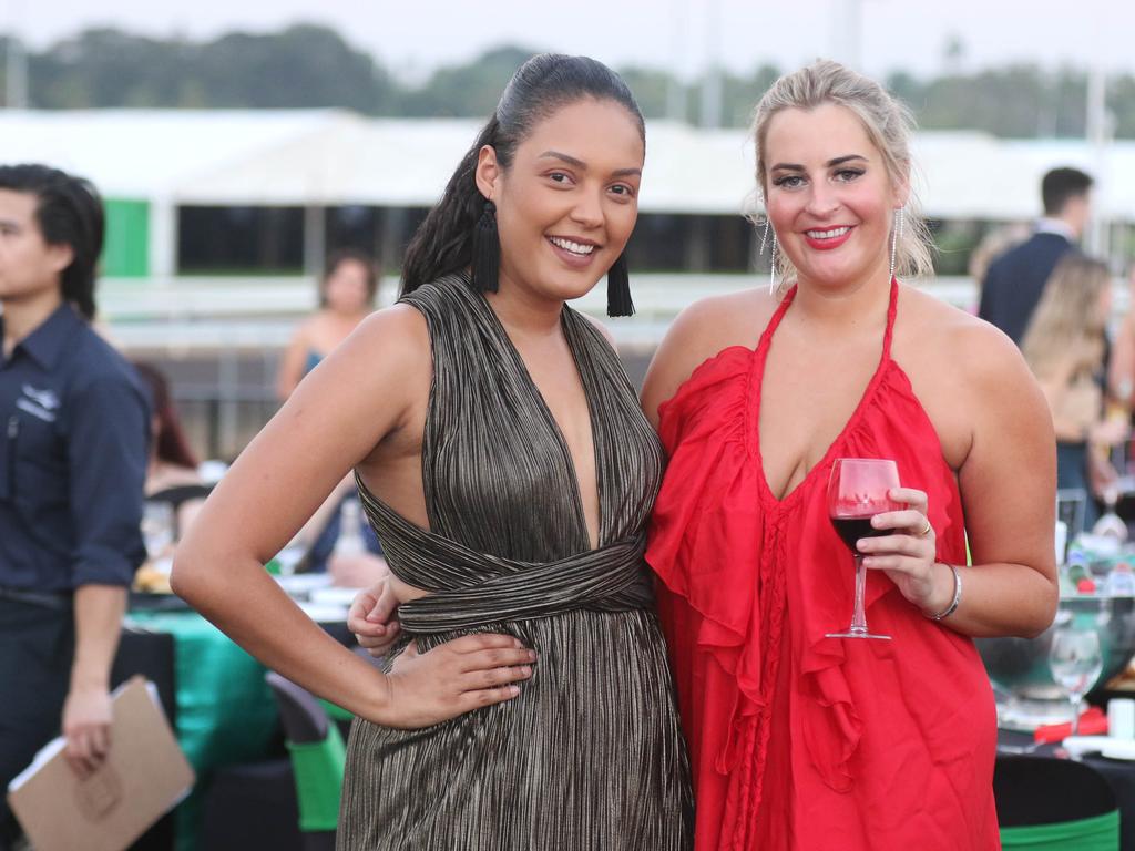 Carolina Silva and Henrietta Booth at the Darwin Turf Club Gala Ball. Picture: Glenn Campbell