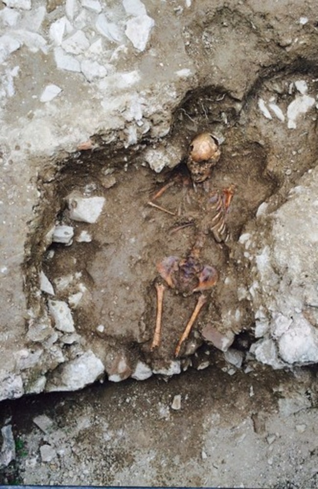 Witch girl ... The burial site of an anemic 15-year-old girl found near a medieval monastery. Picture: Stefano Roascio/Elena Dellù/<a href="http://www.piac.it/" target="_blank">Pontifical Institute of Archaeology </a>