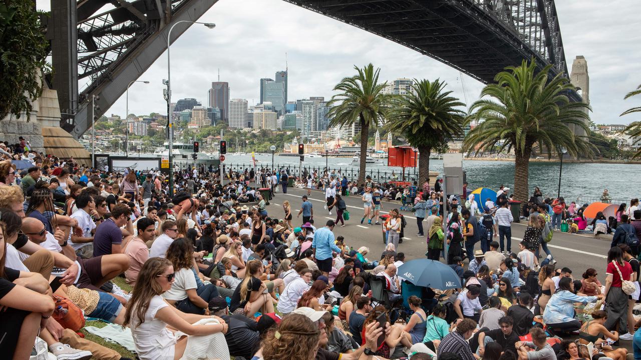 Crowds are urged to gather early, with about a million people expected to travel into the CBD. Picture: NCA NewsWire/ Brendan Read