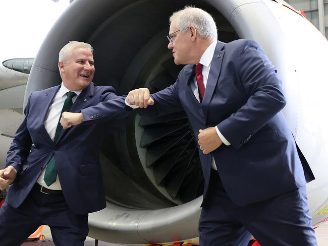 Deputy Prime Minister Michael McCormack and Prime Minister Scott Morrison. Picture: NCA NewsWire / Dylan Coker