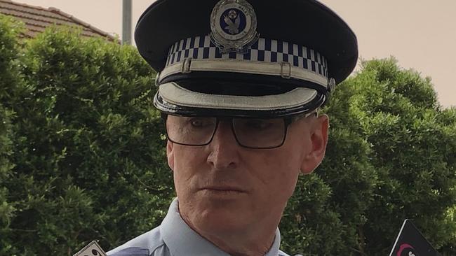 Det Chief inspector Paul Albury, of Campsie Police, speaking to the media . Picture: Lawrence Machado