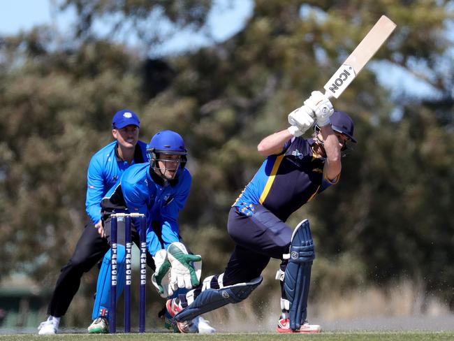 David King drives one down the ground. Picture: Mark Dadswell/AAP