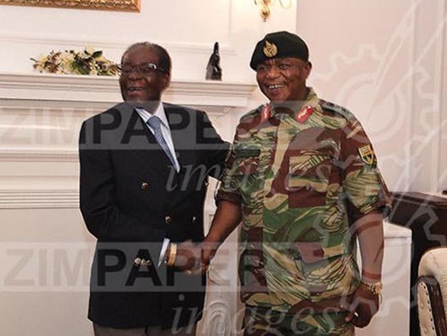 Robert Mugabe pictured in the meeting with military in Harae on November 16. Picture: Zimpapers/Herald