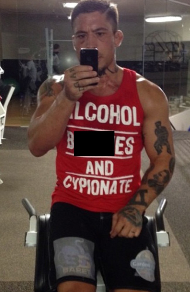 One of War Machine’s numerous gym selfies.