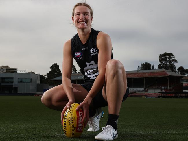 Carlton AFLW player Breann Moody has rich thoroughbred racing links. Picture: Michael Klein