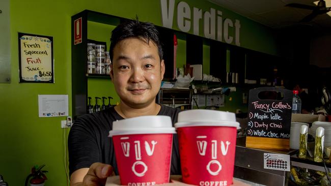 Verdict Expresso owner Chris Shin has created at cafe which is like “Switzerland” for the courthouse. Picture: Jerad Williams