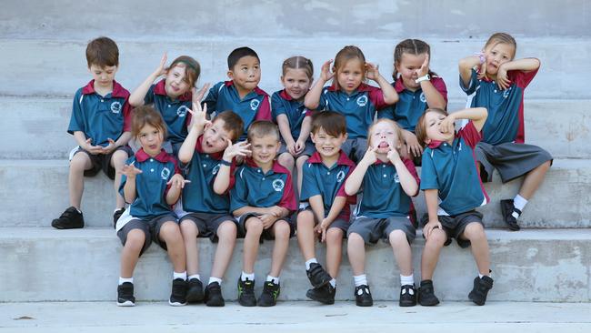 Silliest faces from Porters Creek Public School’s kindergarten crew. Picture: Sue Graham