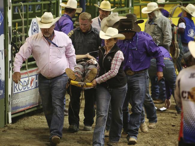 He suffered a collapsed lung, severely bruised heart and nine cracked ribs. Picture: Alan Rogers/The Casper Star-Tribune via AP