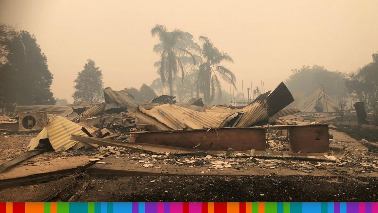 A home destroyed by the 2019 bush fires in Malua Bay, NSW. Picture: Jonathan Ng