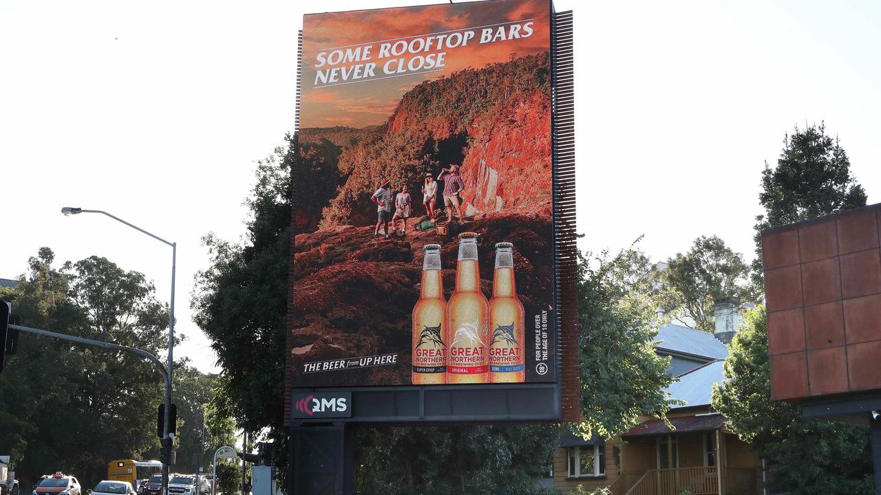 The massive electronic billboard located on Musgrave Road blocking views of the city. Picture: Liam Kidston