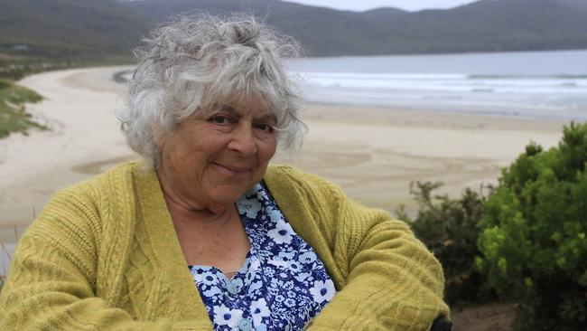 Miriam Margolyes at a Tasmanian beach for her new documentary series Miriam Margolyes: Australia Unmasked.