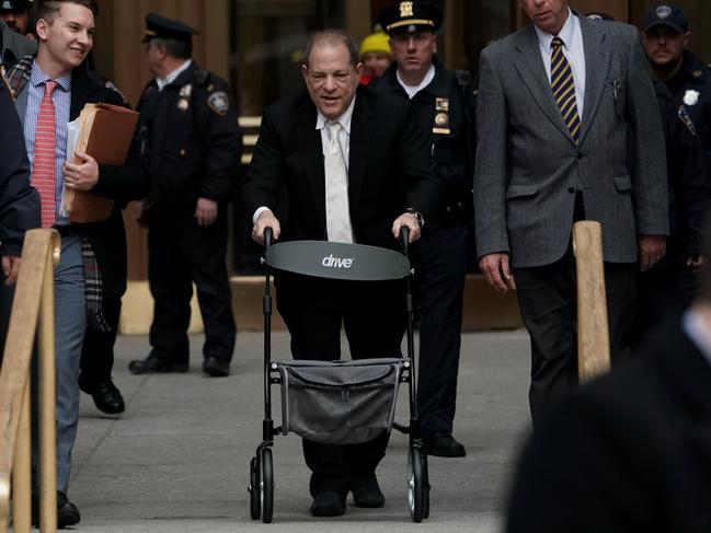 Harvey Weinstein’s use of a walker had raised eyebrows over claims he was “faking” his health issues. Picture: AFP