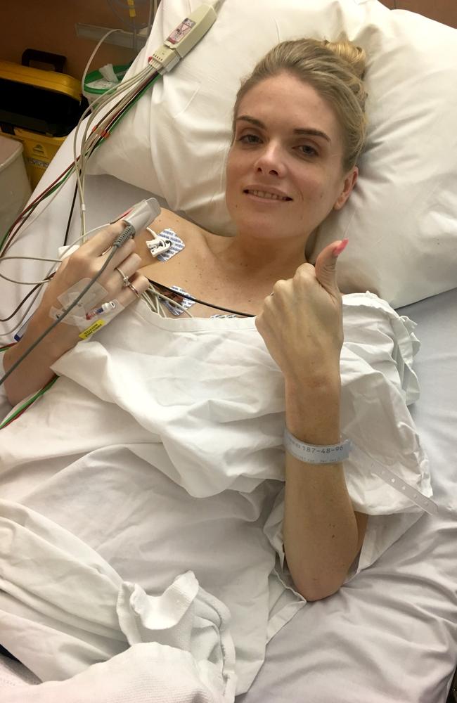 Erin Molan collapsed at work and was rushed to hospital. Tests revealed she had a low blood sugar count. Picture: Supplied