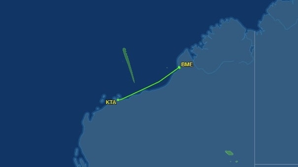 The flight then continued on to Broome after about 40 minutes. Picture: Flight Aware