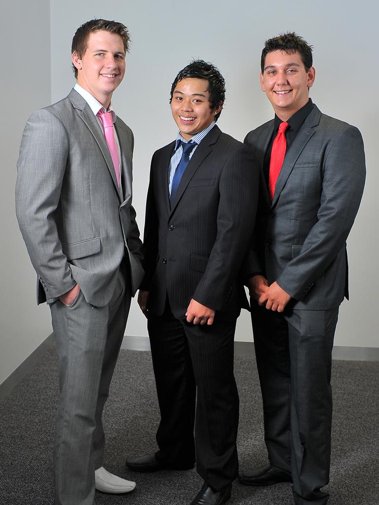 Ben Lang, Ramon Jenkinson and Ryan Langley at the 2011 Casuarina Senior College formal at the Darwin Convention Centre. Picture: NT NEWS