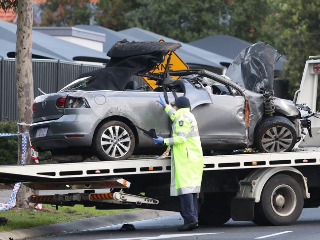 The female driver of the Volkswagen has died. Picture: David Crosling