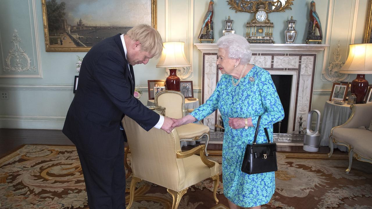 Queen Elizabeth meets with Boris Johnson during an audience where she invited him to become Prime Minister on July 24, 2019. Picture: Victoria Jones/WPA Pool/Getty Images