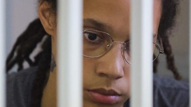 US WNBA basketball player Brittney Griner waits for the verdict in Khimki outside Moscow, on August 4, 2022. (Photo by EVGENIA NOVOZHENINA / POOL / AFP)