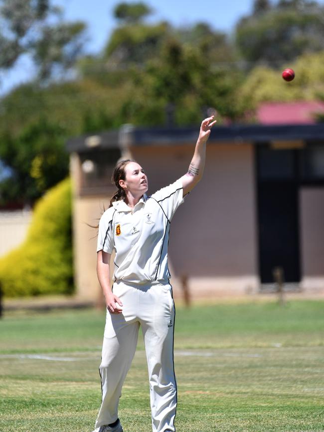 Amanda-Jade Wellington bowling for Port’s men’s D grade last month. Picture: AAP/Keryn Stevens