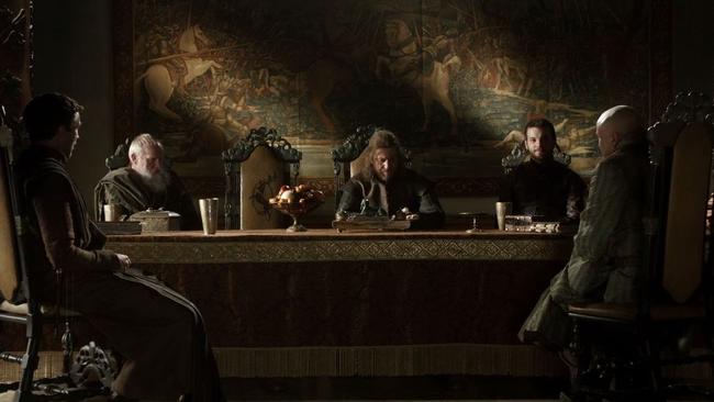 The Small Council meeting reveals Renly, Pycell, Littlefinger and Varys.