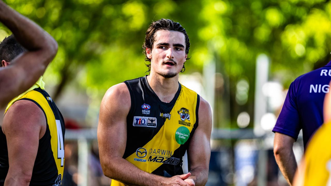 Peter Politis kicked a goal against Southern Districts in Round 14. Picture: Patch Clapp / AFLNT Media.