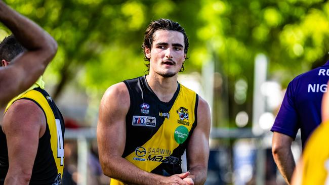 Peter Politis kicked a goal against Southern Districts in Round 14. Picture: Patch Clapp / AFLNT Media.