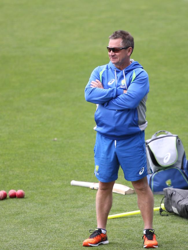 Tim Coyle looks on at an Australian team training at Blundstone Arena in Hobart. Picture: NIKKI DAVIS-JONES