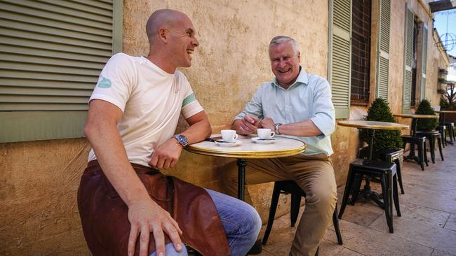 Deputy Prime Minister Michael McCormack in Wagga Wagga with Meccanico owner Richard Moffatt. Picture: Brad Newman