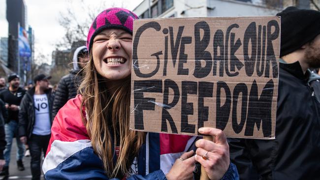 A woman at the protest.