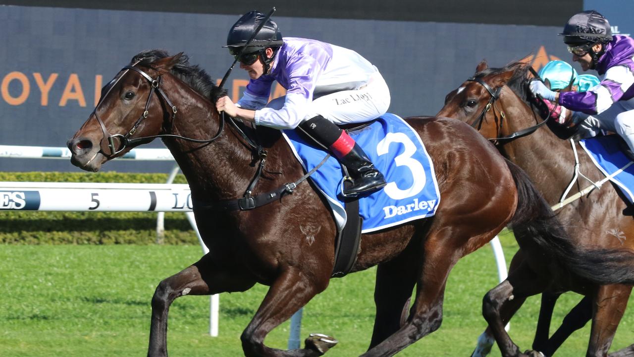 Zac Lloyd won the Furious Stakes (pictured) at his first ride on Tiz Invincible