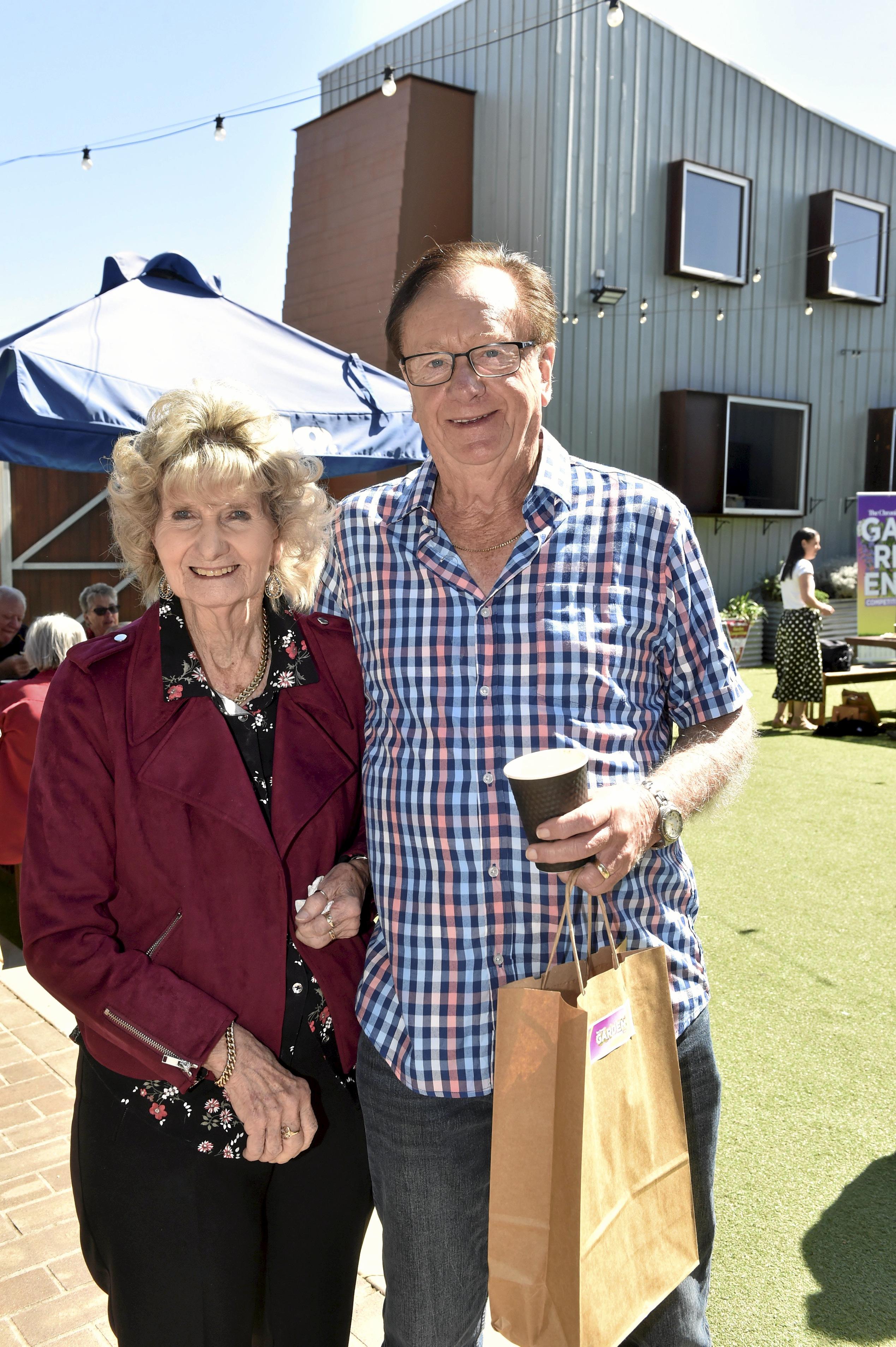 Competition gardeners Val and Bob Ford enjoy a cuppa at the launch of The Chronicle Garden Competition. Launch of Chronicle Garden Compettion. August 2019. Picture: Bev Lacey