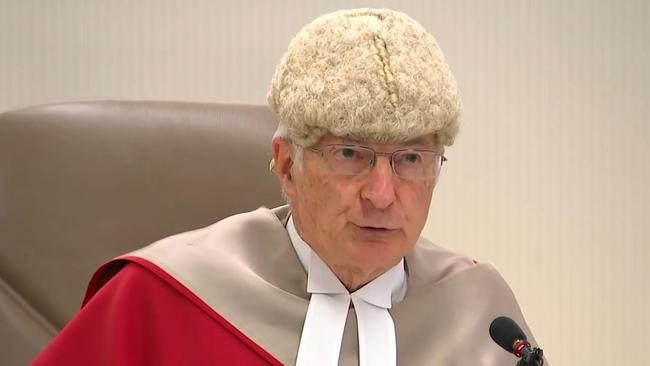 Justice Ian Harrison delivers the verdict. Picture: Sky News