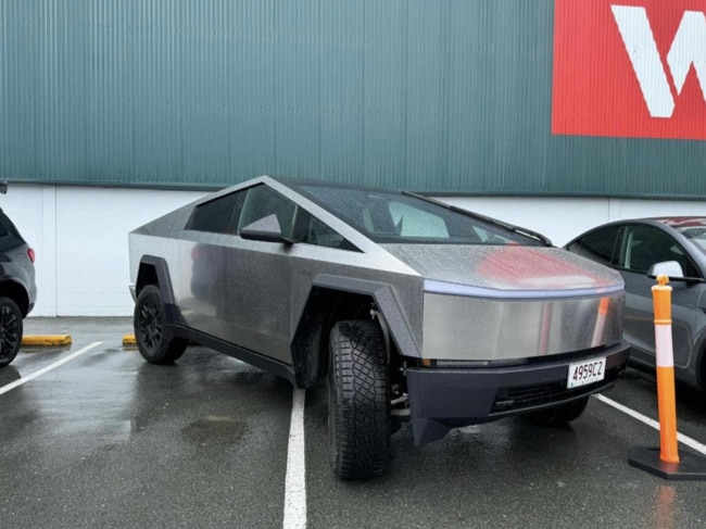 A Tesla Cybertruck parked at Bunnings to promote the hardware chain's foray into electric vehicle charges and accessories. Picture: Reddit