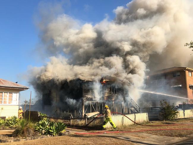 House fire rages at Carina. Picture: Twitter/Queensland Ambulance Service