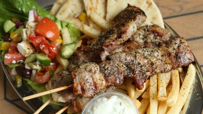 Souvlaki, in Greece, refers to grilled meat on a stick.