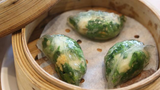 Tim Ho Wan’s spinach dumplings with shrimp.