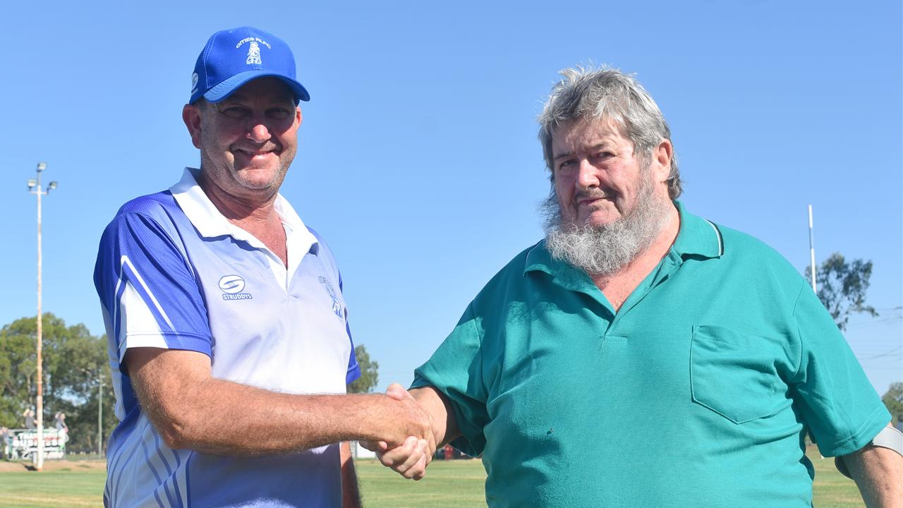 Football club presidents Mark Street (Roma Cities) and Henry Byrnes (Mitchell Magpies) have come together to start the region's own Anzac Day match between their clubs.