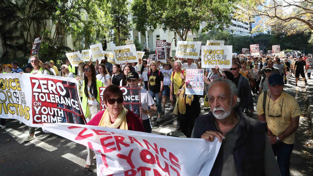 Voice for Victims march on Parliament House, Brisbane. Picture: Liam Kidston