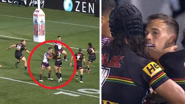 Luke Brooks was fired up enough to leave a hole in the defensive line. Photo: Fox Sports