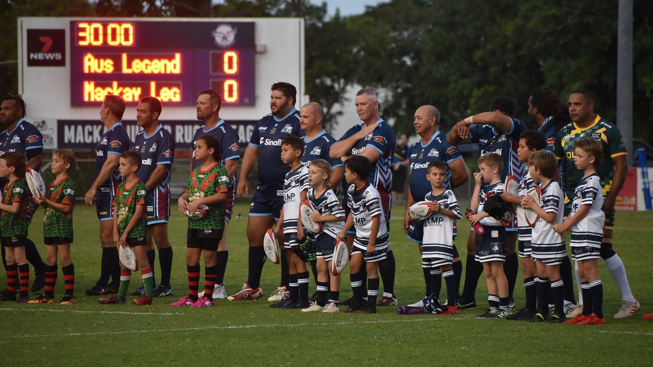 Players get ready for the Legends of League game in Mackay, February 12, 2022.