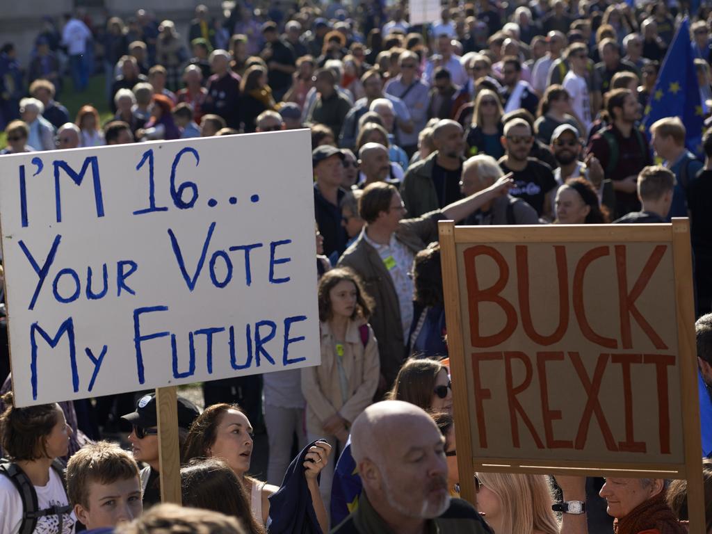 Many Britons regret the vote and some weren’t of voting age but will have to live with the consequences of Brexit. Picture: AFP