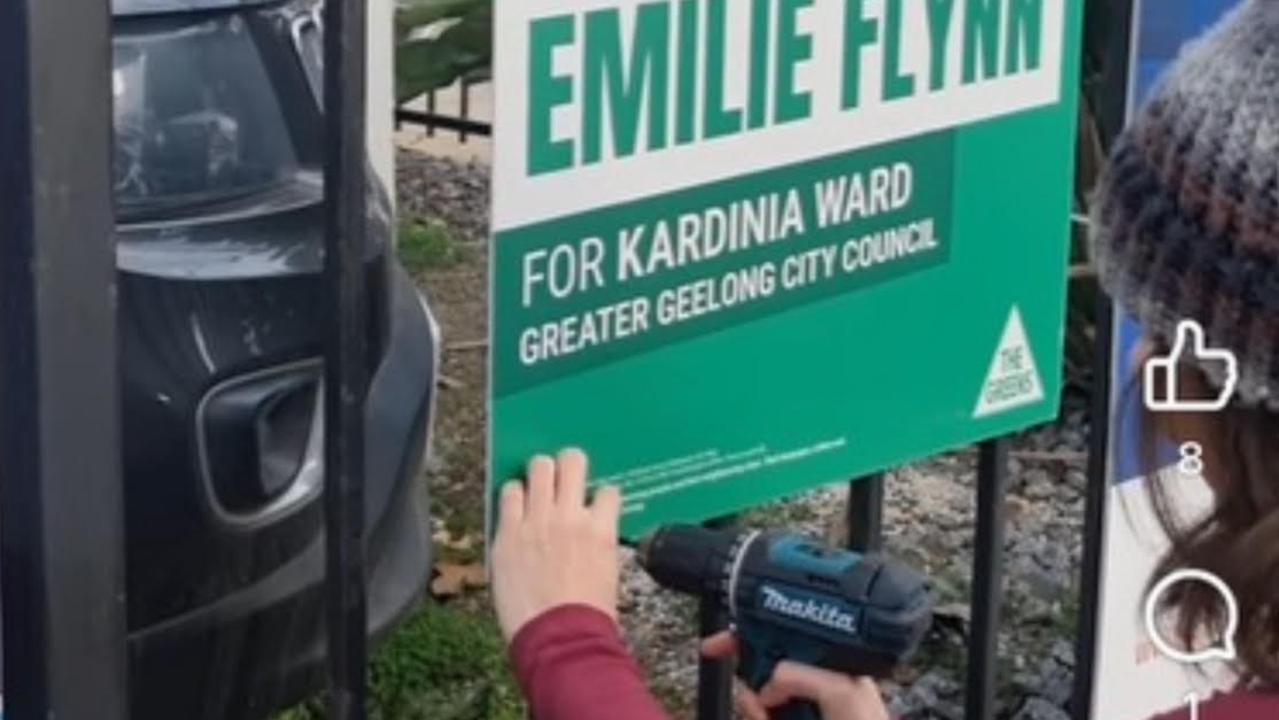 This action has landed Greens candidate for Geelong council’s Kardinia ward Emilie Flynn in hot water. Source: Facebook.