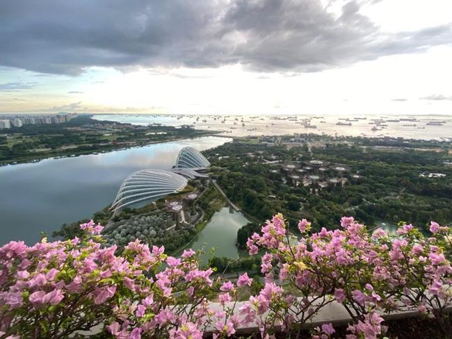 The view from Jessie Ling's room during her quarantine at the Marina Bay Sands Hotel in Singapore. Picture: Jessie Ling via The Wall Street Journal