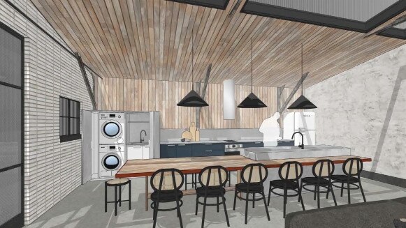 The kitchen/dining area at the proposed workers accommodation at Bird in Hand in Woodside. Picture: Supplied