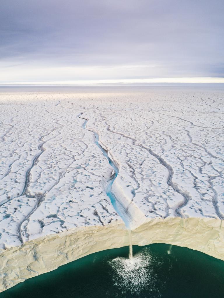 Lumix People’s Choice Award: Ice and Water by Audun Lie Dahl, Norway/Wildlife Photographer of the Year 2018/Natural History Museum. The Bråsvellbreen glacier moves southwards from one of the ice caps covering the Svalbard Archipelago, Norway. Where it meets the sea, the glacier wall is so high that only the waterfalls are visible, so Audun used a drone to capture this unique perspective.