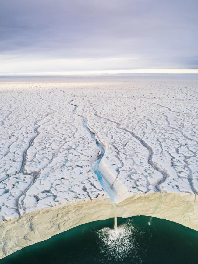 Lumix People’s Choice Award: Ice and Water by Audun Lie Dahl, Norway/Wildlife Photographer of the Year 2018/Natural History Museum. The Bråsvellbreen glacier moves southwards from one of the ice caps covering the Svalbard Archipelago, Norway. Where it meets the sea, the glacier wall is so high that only the waterfalls are visible, so Audun used a drone to capture this unique perspective.