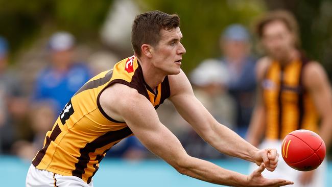 Hawthorn has named key defender Ethan Phillips in its squad to face the Western Bulldogs on Sunday. Picture: Michael Willson / Getty Images