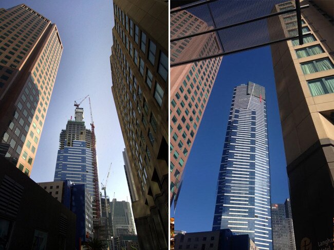 Eureka Tower under construction in 2004, and today.