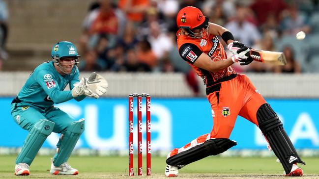 Liam Livingstone was huge for the Scorchers against the Heat on Thursday night. Picture: Brendon Thorne/Getty Images.