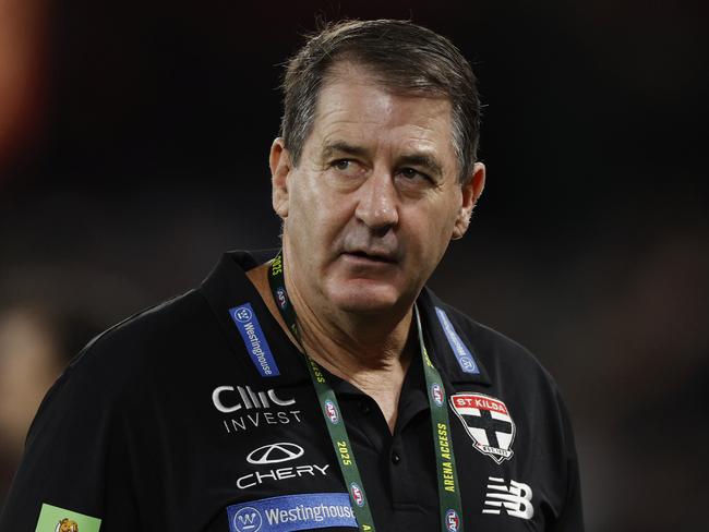 NCA. MELBOURNE, AUSTRALIA. April 26th, 2025 . AFL Round 7.  St Kilda vs Brisbane Lions at Marvel Stadium.  Ross Lyon, Senior Coach of the Saints      .   Picture: Michael Klein